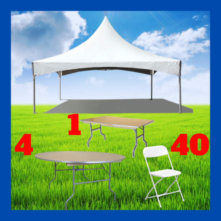 20x20 Frame Tent Package For 40 Guests