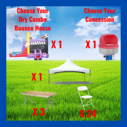 Tent Package For 24 Guest and a Dry Combo Bounce House