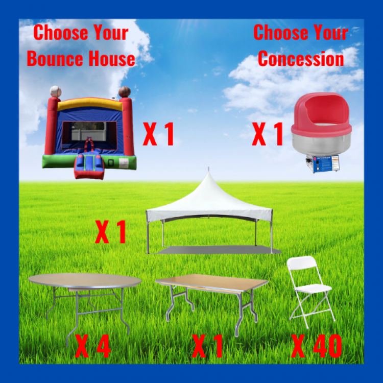 Tent Package For 40 Guest and a Bounce House