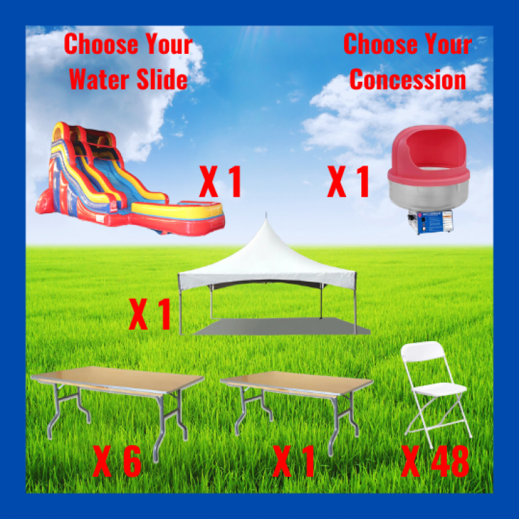 Tent Package For 48 Guest and 18' Water Slide