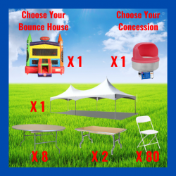 Tent Package For 80 Guest and a Bounce House