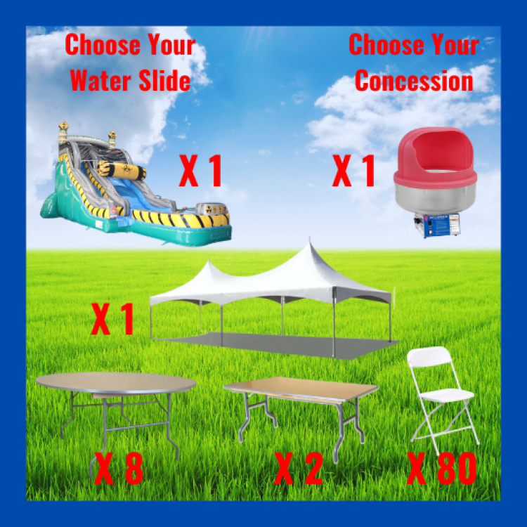 Tent Package For 80 Guest and 18' Water Slide