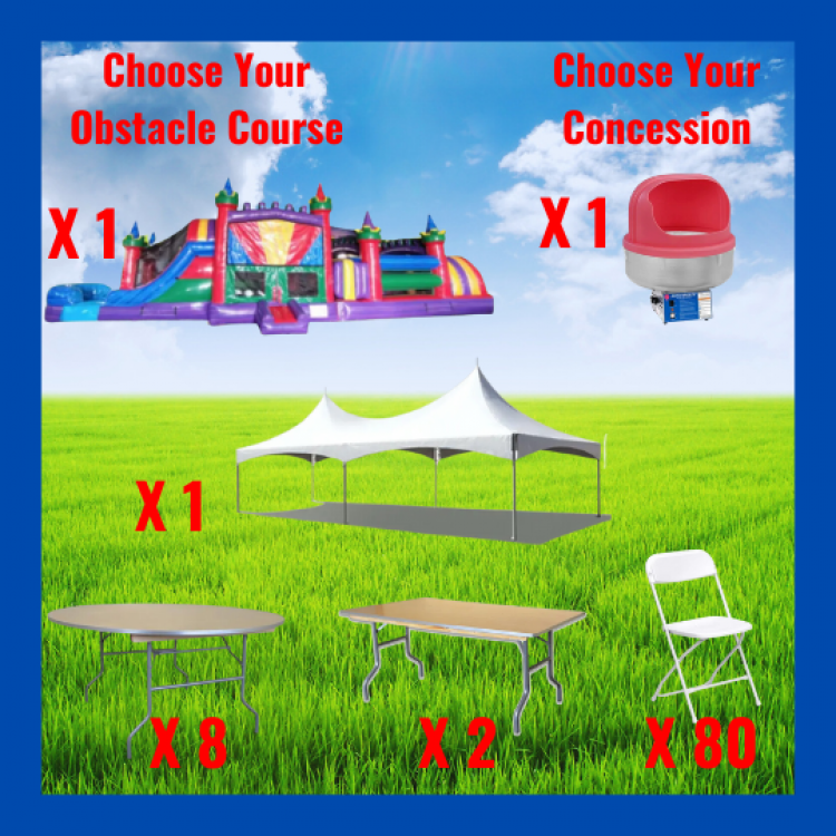 Tent Package For 80 Guest and Obstacle Course